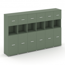 Concept Шкаф 6 узких секций, 4 ниши CN.STU-465 W Кобо/Металл Белый 2500*420*1554