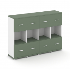 Concept Шкаф 4 узкие секции, 3 ниши CN.STU-345 W Кобо/Белый Бриллиант/Металл Белый 1668*420*1186