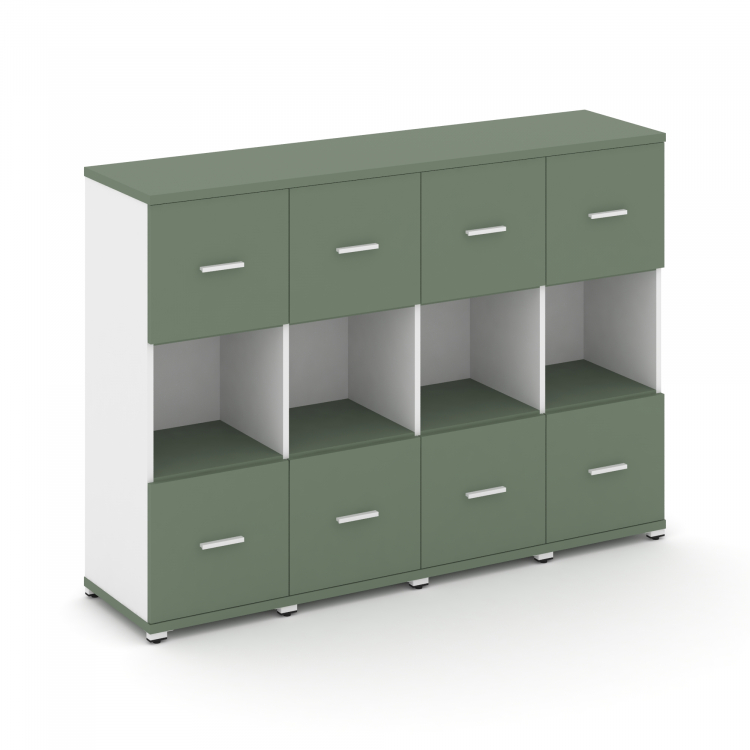 Concept Шкаф 4 узкие секции, 3 ниши CN.STU-345 W Кобо/Белый Бриллиант/Металл Белый 1668*420*1186