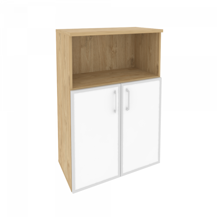 Onix Шкаф средний широкий O.ST-2.2 R white Тиквуд Светлый/Стекло White 800*420*1207