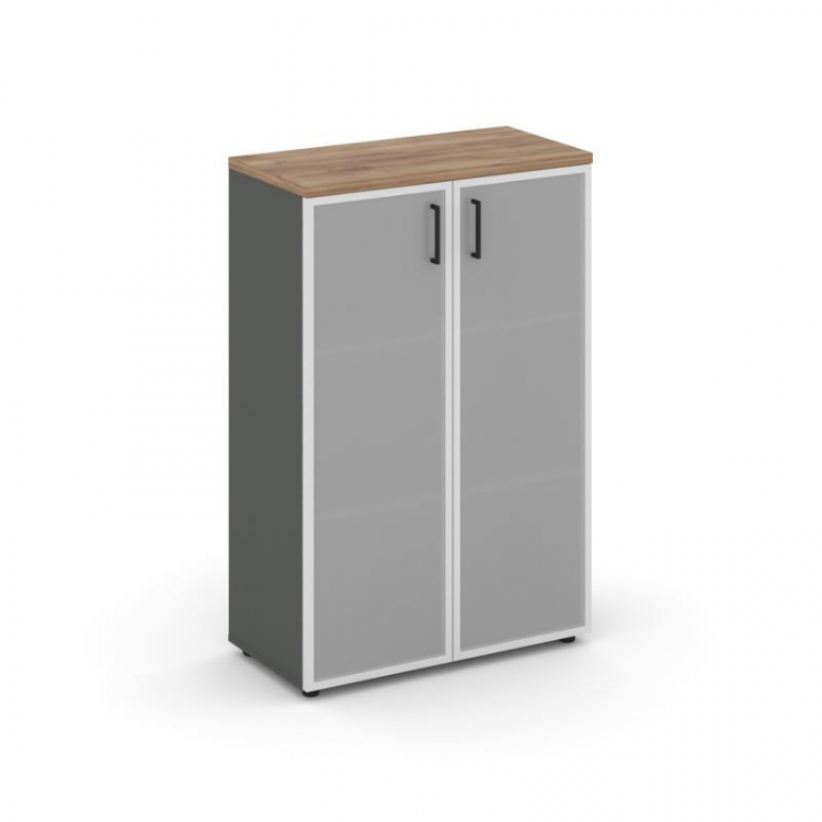 Style Project Шкаф средний широкий SN.STS.E-206 Антрацит/Дуб Табак/Сатин/Черный Ручки 796*400*1203