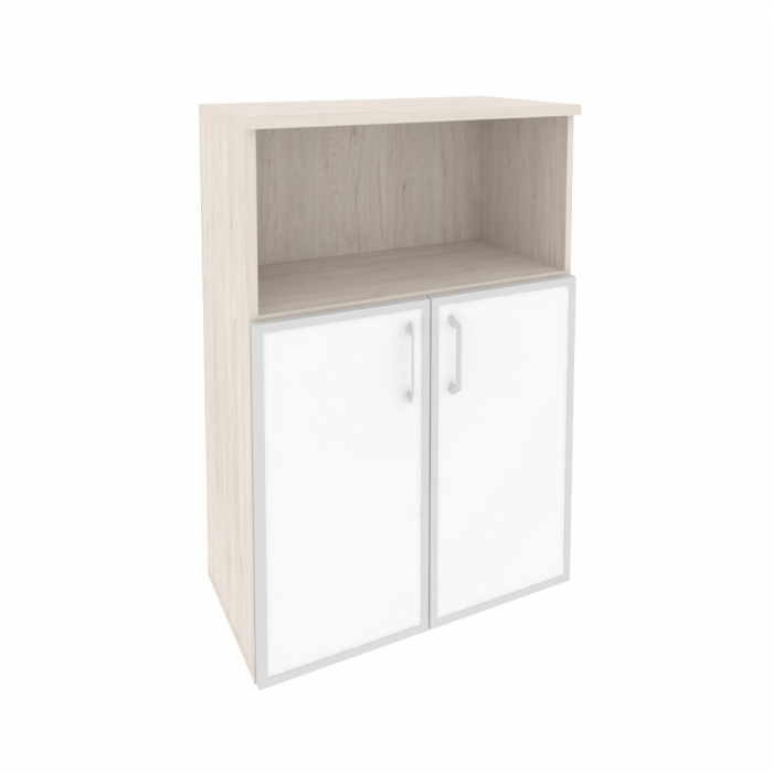 Onix Шкаф средний широкий O.ST-2.2 R white Денвер Светлый/Стекло White 800*420*1207