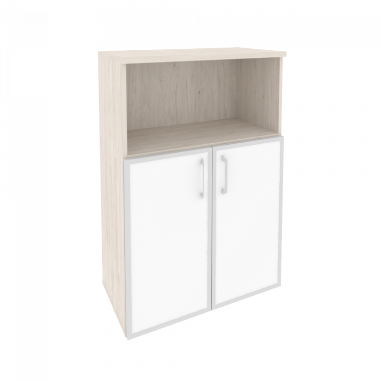 Onix Шкаф средний широкий O.ST-2.2 R white Денвер Светлый/Стекло White 800*420*1207