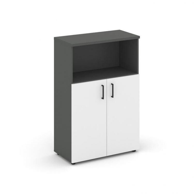 Style Project Шкаф средний широкий SN.STS.E-201 Антрацит/Антрацит/Белый/Черный Ручки 796*400*1203