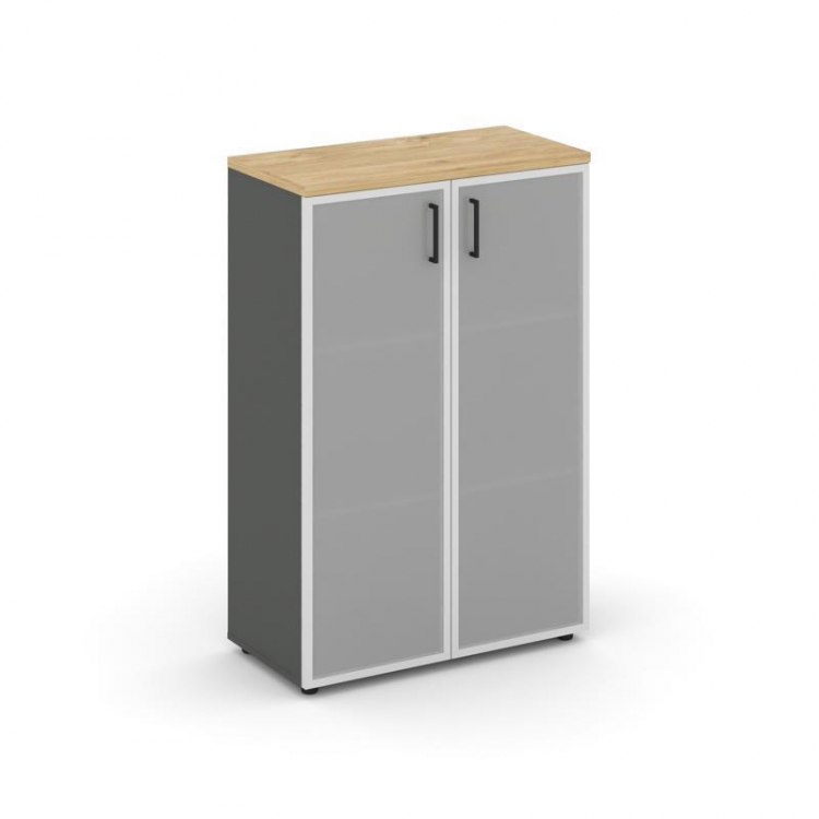 Style Project Шкаф средний широкий SN.STS.E-206 Антрацит/Тиквуд Светлый/Сатин/Черный Ручки 796*400*1