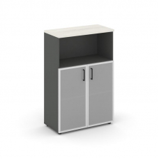 Style Project Шкаф средний широкий SN.STS-203 Антрацит/Дуб Наварра/Сатин/Черный Ручки 796*400*1203