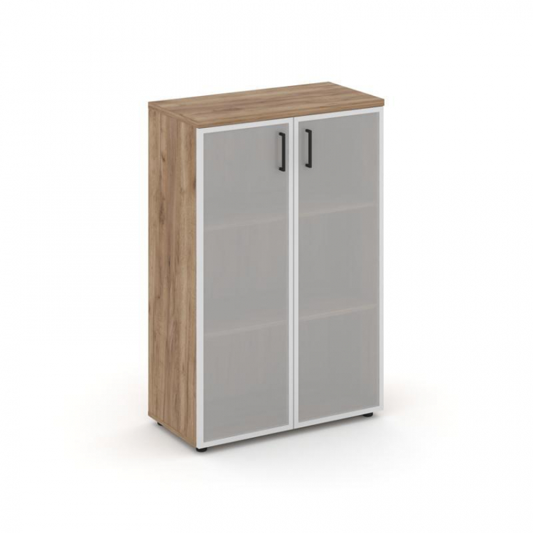 Style Project Шкаф средний широкий SN.STS.E-206 Дуб Табак/Сатин/Черный Ручки 796*400*1203