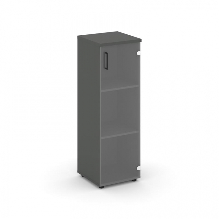 Style Project Шкаф средний узкий SN.STU.E-205(R) Антрацит/Прозрачный/Черный Ручки 400*400*1203