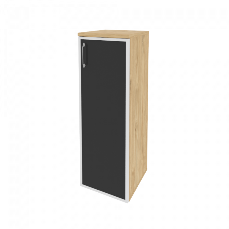 Onix Шкаф средний узкий правый O.SU-2.4 R (R) black Тиквуд Светлый/Стекло Black 400*420*1207