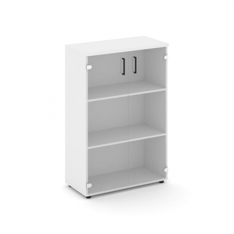 Style Project Шкаф средний широкий SN.STS.E-205 Белый/Прозрачный/Черный Ручки 796*400*1203