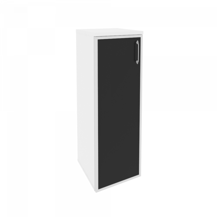 Onix Шкаф средний узкий левый O.SU-2.4 R (L) black Белый Бриллиант/Cтекло Black 400*420*1207