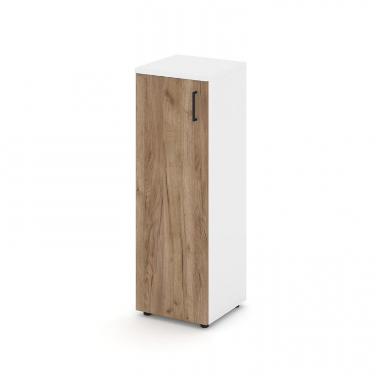 Style Project Шкаф средний узкий левый SN.STU-204(L) Белый/Белый/Дуб Табак/Черный Ручки 400*400*1203