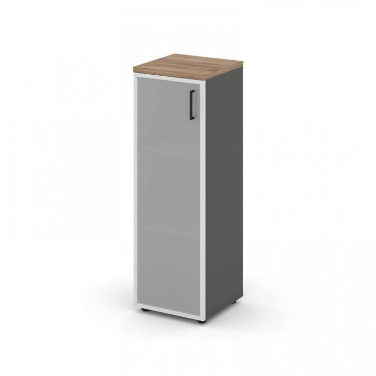 Style Project Шкаф средний узкий SN.STU.E-206(L) Антрацит/Дуб Табак/Сатин/Черный Ручки 400*400*1203