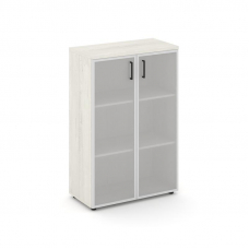 Style Project Шкаф средний широкий SN.STS.E-206 Дуб Наварра/Сатин/Черный Ручки 796*400*1203