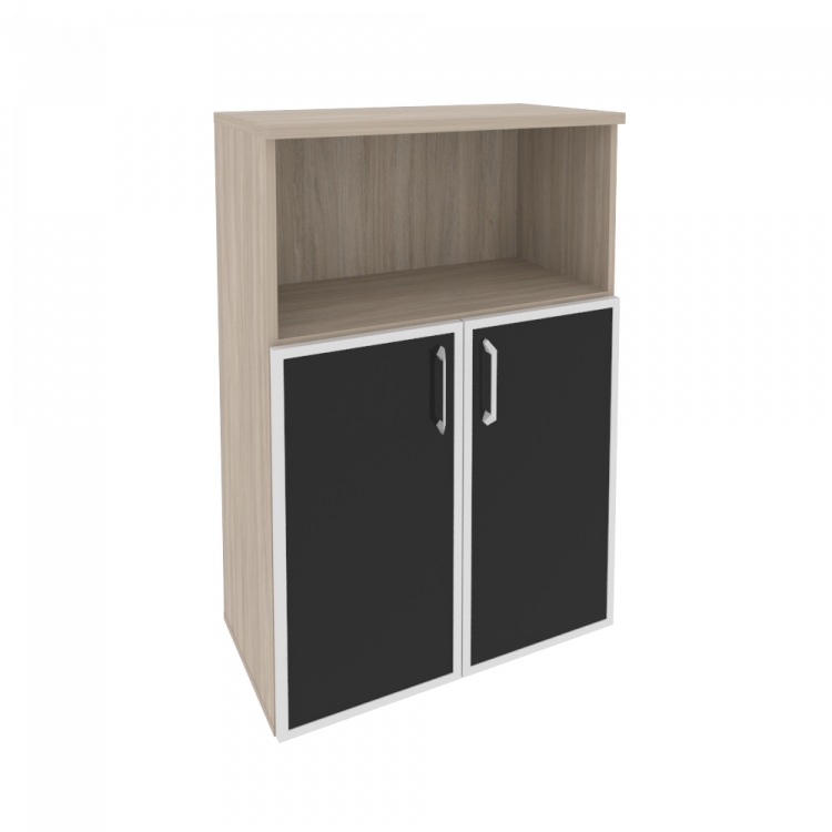 Onix Шкаф средний широкий O.ST-2.2 R black Дуб Аттик/Cтекло Black 800*420*1207