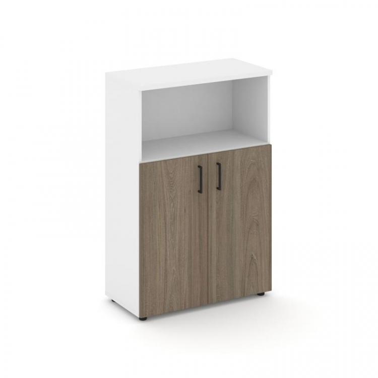 Style Project Шкаф средний широкий SN.STS-201 Белый/Белый/Вяз Благородный/Черный Ручки 796*400*1203