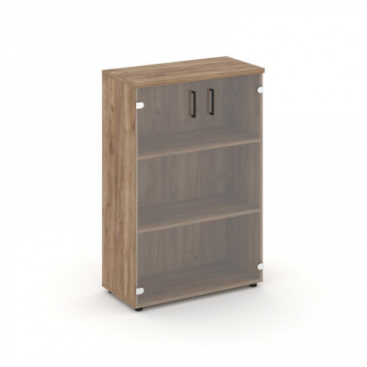 Style Project Шкаф средний широкий SN.STS-205 Дуб Табак/Прозрачный/Черный Ручки 796*400*1203