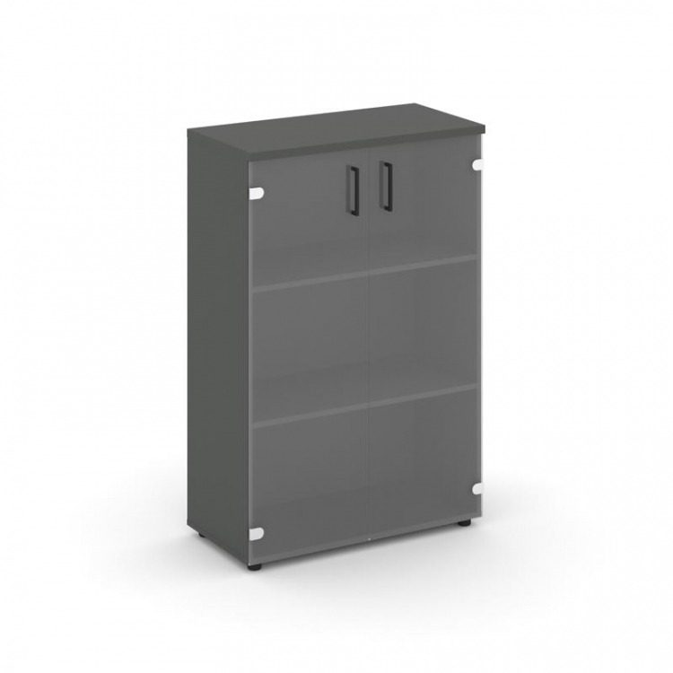 Style Project Шкаф средний широкий SN.STS-205 Антрацит/Прозрачный/Черный Ручки 796*400*1203