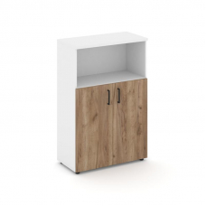 Style Project Шкаф средний широкий SN.STS-201 Белый/Белый/Дуб Табак/Черный Ручки 796*400*1203