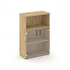 Style Project Шкаф средний широкий SN.STS-202 Тиквуд Светлый/Прозрачный/Черный Ручки 796*400*1203