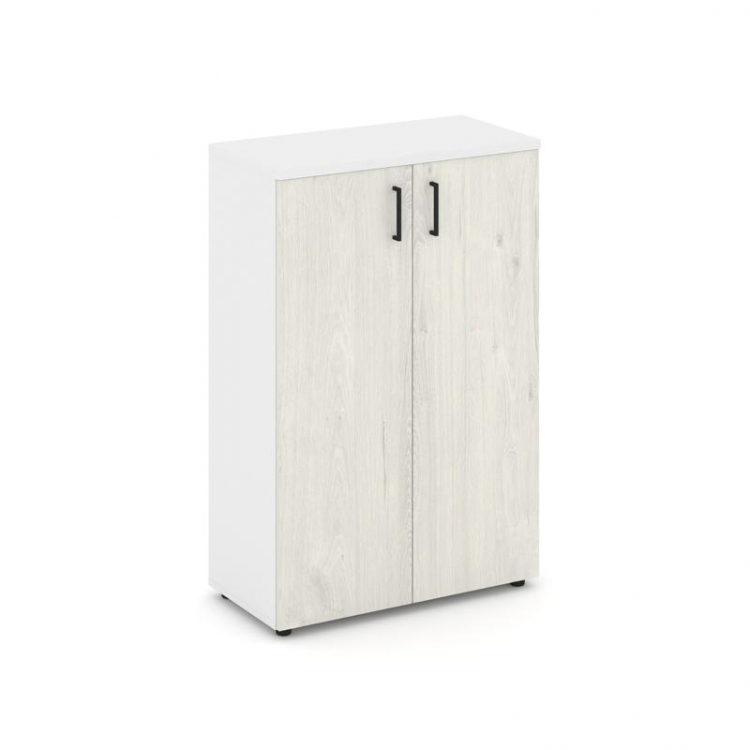 Style Project Шкаф средний широкий SN.STS-204 Белый/Белый/Дуб Наварра/Черный Ручки 796*400*1203