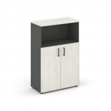 Style Project Шкаф средний широкий SN.STS.E-201 Антрацит/Дуб Наварра/Черный Ручки 796*400*1203