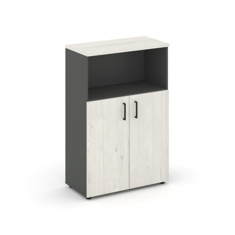 Style Project Шкаф средний широкий SN.STS.E-201 Антрацит/Дуб Наварра/Черный Ручки 796*400*1203