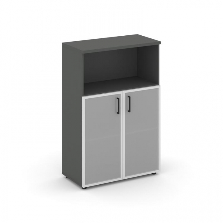 Style Project Шкаф средний широкий SN.STS-203 Антрацит/Сатин/Черный Ручки 796*400*1203