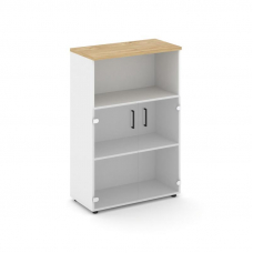 Style Project Шкаф средний широкий SN.STS.E-202 Белый/Тиквуд Светлый/Прозрачный/Черный Ручки 796*400