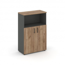 Style Project Шкаф средний широкий SN.STS-201 Антрацит/Дуб Табак/Черный Ручки 796*400*1203