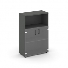 Style Project Шкаф средний широкий SN.STS-202 Антрацит/Прозрачный/Черный Ручки 796*400*1203