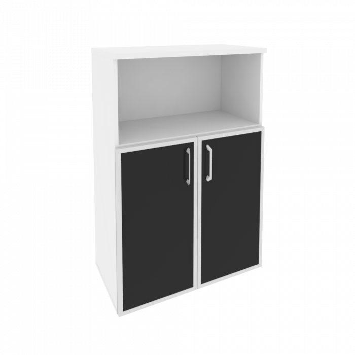 Onix Шкаф средний широкий O.ST-2.2 R black Белый Бриллиант/Cтекло Black 800*420*1207