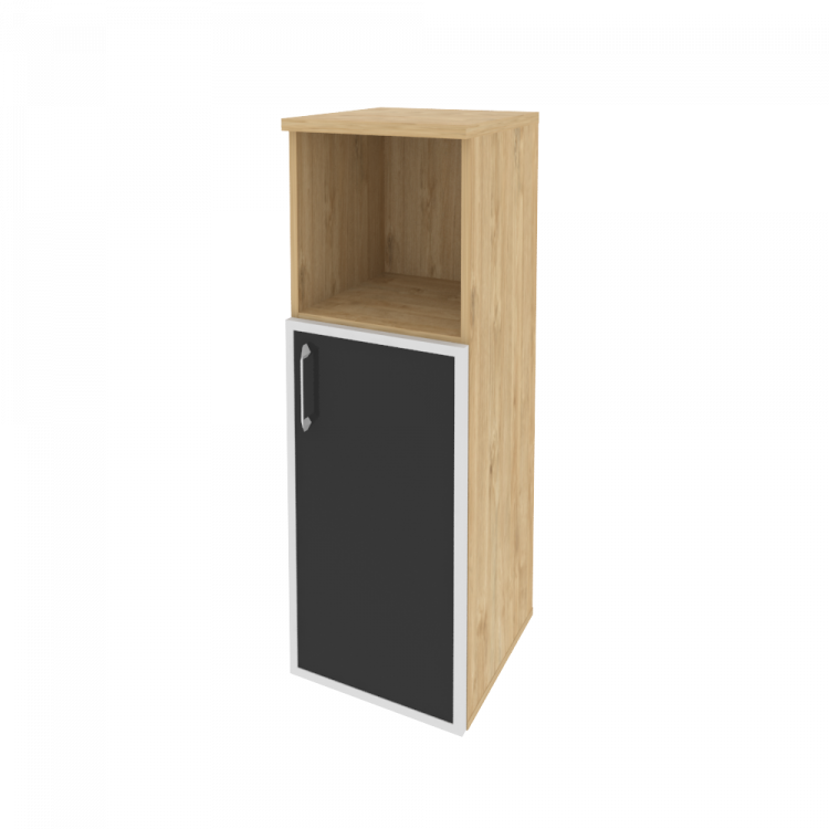 Onix Шкаф средний узкий правый O.SU-2.2 R (R) black Тиквуд Светлый/Стекло Black 400*420*1207