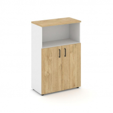 Style Project Шкаф средний широкий SN.STS.E-201 Белый/Тиквуд Светлый/Черный Ручки 796*400*1203