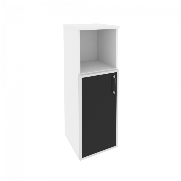 Onix Шкаф средний узкий левый O.SU-2.2 R (L) black Белый Бриллиант/Cтекло Black 400*420*1207