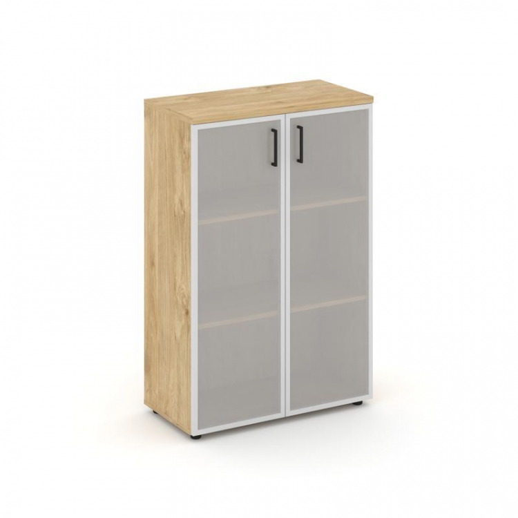 Style Project Шкаф средний широкий SN.STS.E-206 Тиквуд Светлый/Сатин/Черный Ручки 796*400*1203