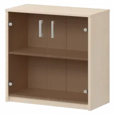 Стеллаж низкий с тонированным стеклом А-302/А-стл302тон Бук 770x365x850 Арго