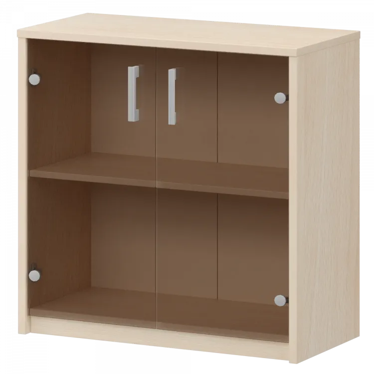 Стеллаж низкий с тонированным стеклом А-302/А-стл302тон Бук 770x365x850 Арго