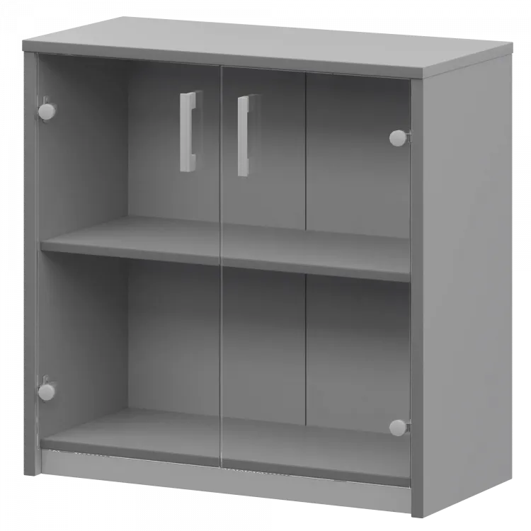 Стеллаж низкий с прозрачным стеклом А-302/А-стл302пр Серый 770x365x850 Арго