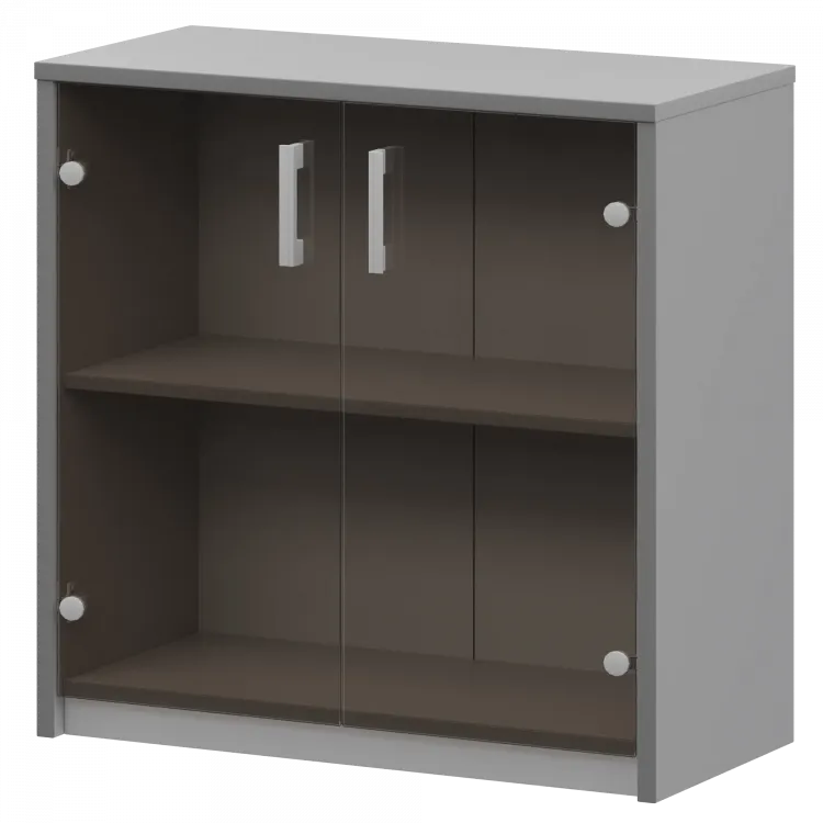 Стеллаж низкий с тонированным стеклом А-302/А-стл302тон Серый 770x365x850 Арго