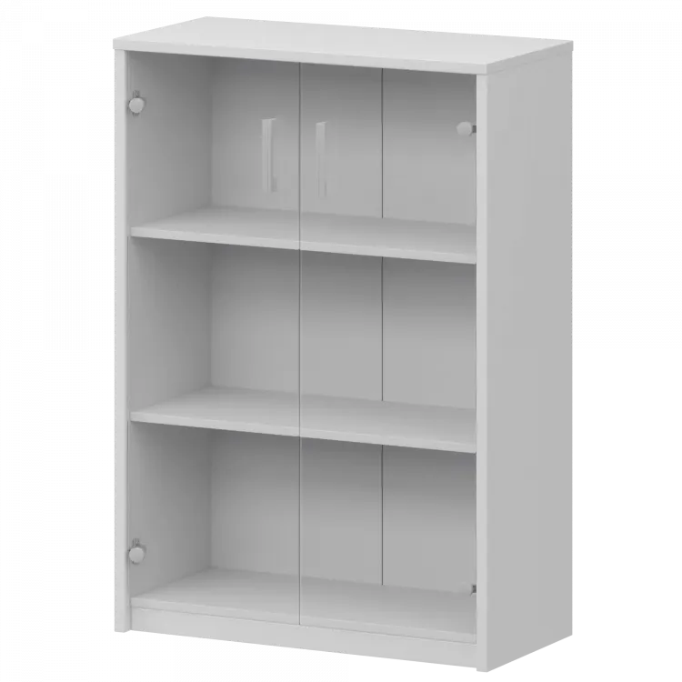 Стеллаж средний с прозрачным стеклом А-304/А-стл304пр Белый 770x365x1220 Арго