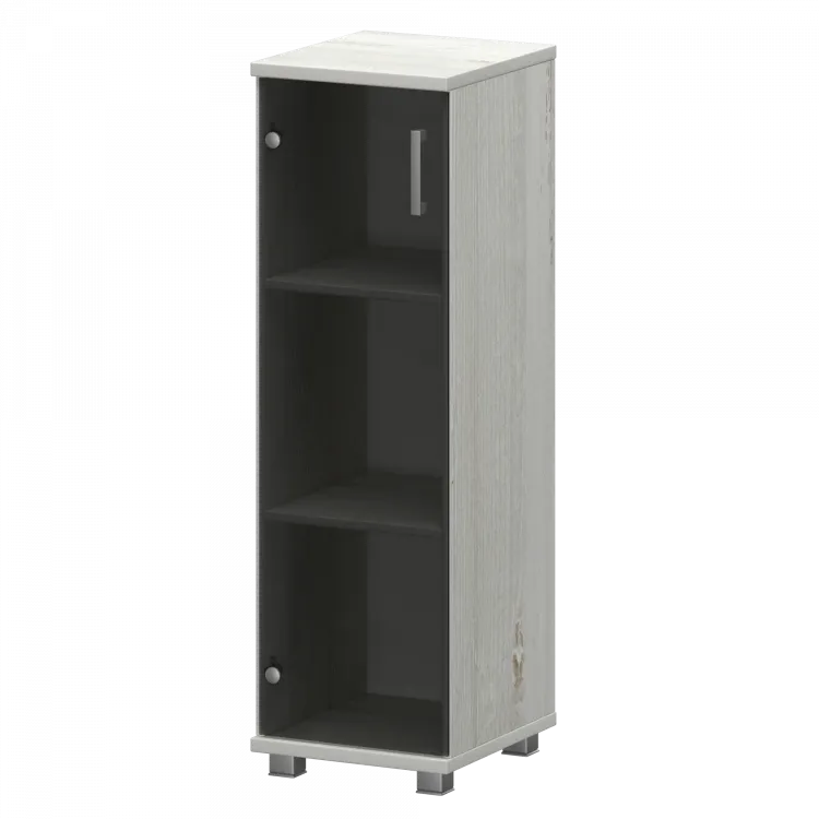 Стеллаж низкий узкий с стеклянным фасадом "НТ-440;НТ-601стл" Сосна винтер 400x445x1280 Аргентум