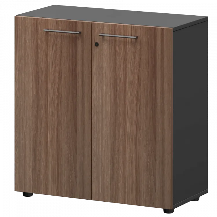 Шкаф низкий закрытый СМШ28F Темный шимо/Графит 792x380x811 Кортез