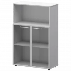 Шкаф средний с нишей со стеклом в ал. рамке СМШ38.28RS(Б) Белый 792x380x1190 Кортез