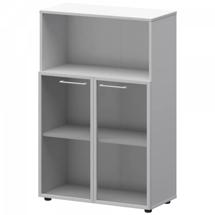 Шкаф средний с нишей со стеклом в ал. рамке СМШ38.28RS(Б) Белый 792x380x1190 Кортез