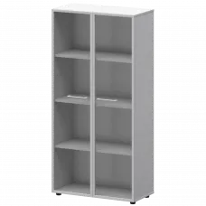 Шкаф высокий со стеклом в ал. рамке СМШ48RS(Б) Белый 792x380x1595 Кортез