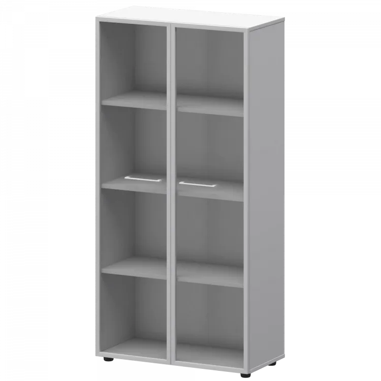 Шкаф высокий со стеклом в ал. рамке СМШ48RS(Б) Белый 792x380x1595 Кортез