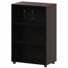 Стеллаж средний закрытый со стеклянными фасадами К-933,К-946,КФ-946 Дуб венге 720x420x1215 Приоритет