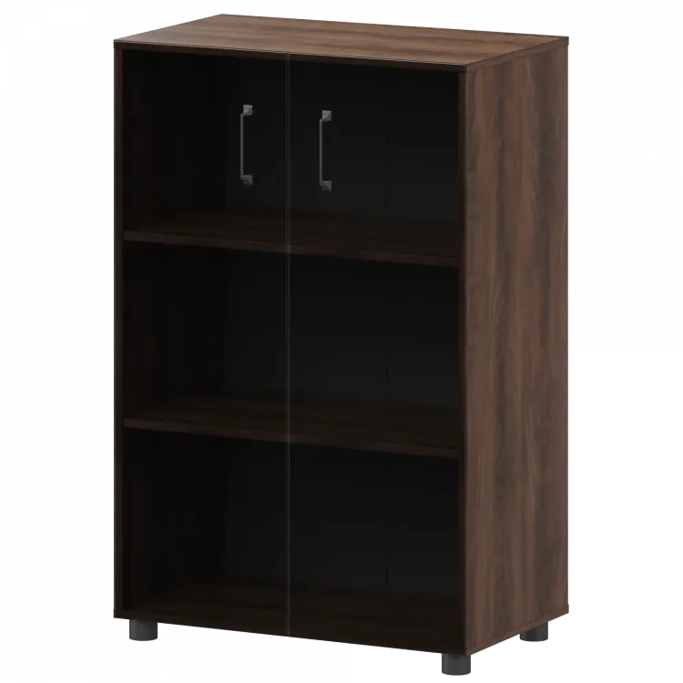 Стеллаж средний закрытый с стеклянными фасадами К-933,К-946,КФ-946 Лагос 720x420x1215 Приоритет