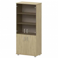 Стеллаж высокий закрытый со стеклянными фасадами "НТ-580;НТ-600.2;НТ-601.2стл" Баттл Рок 800x445x2050 Аргентум